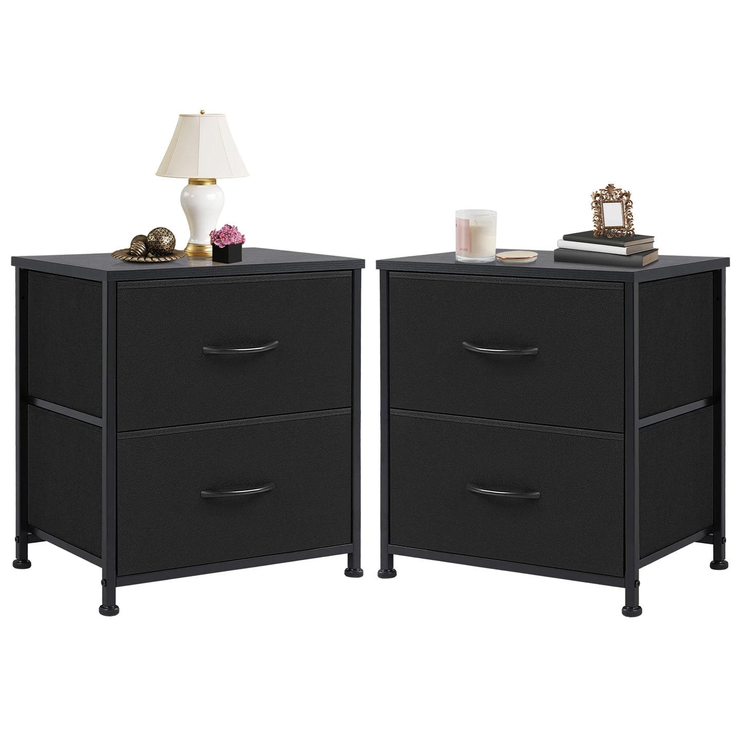 JHK Nightstand Bedside Table With Two Drawers Storage For Bedroom