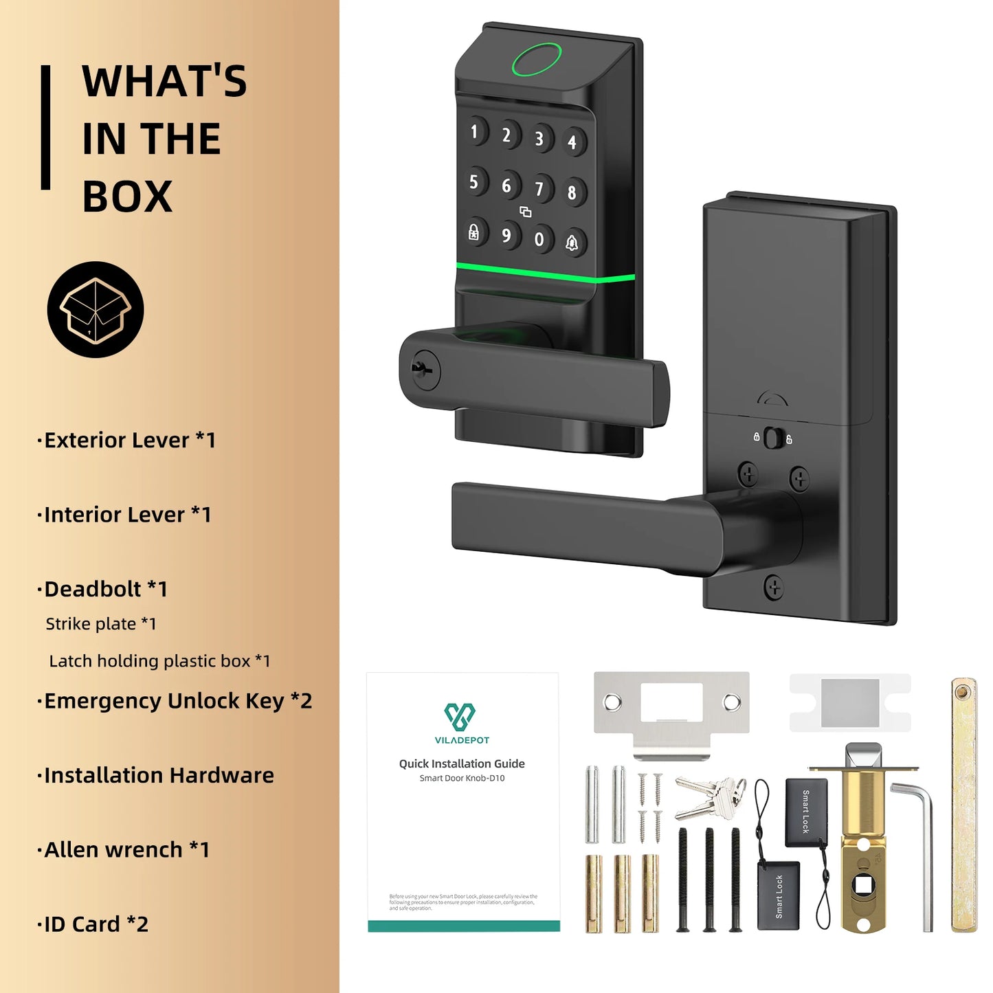 Viladepot Smart Lock Fingerprint Door Lock With Keypad And Bluetooth
