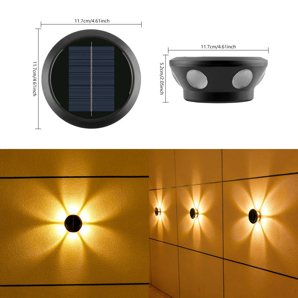 Solar Wall Lights 6 LED Solar Fence Lights Flower Projector Outdoor Waterproof Solar Deck Lights Outdoor Atmosphere Lighting