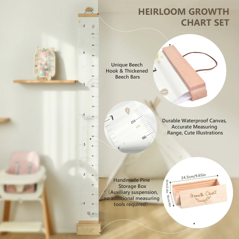Nordic Children Height Ruler Canvas Hanging Growth Chart Kids Room Wall Decor Decorative Baby Photography Props Height Ruler