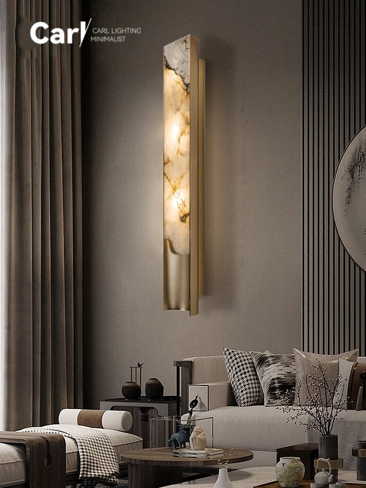 Nordic Luxury Designer Wall Lamp New Chinese Minimalist Exhibition Hall Background Wall Living Room Headboard Marble Lamp