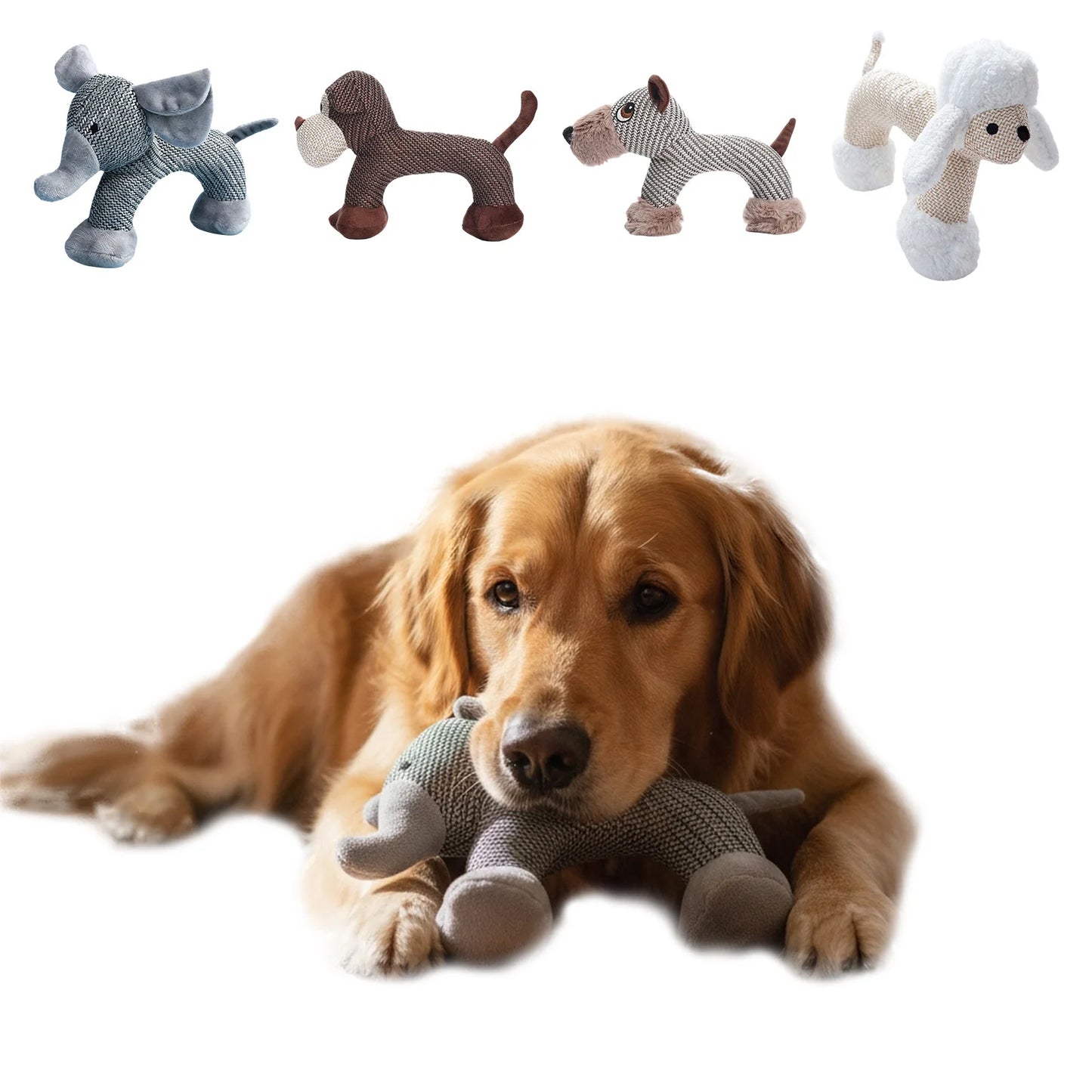 Interactive Squeak Puppy Toy Bite Resistant Cute Animal Shape Plush Linen Toy Dogs Accompanying Plush Doll Pets Supplies