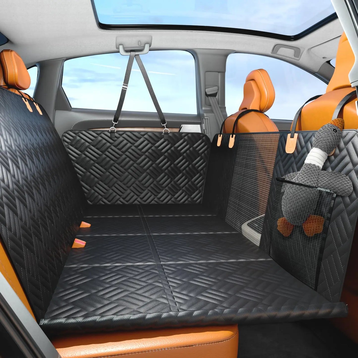 NONECN Car Rear Seat Dog Hammock Cover With Extender