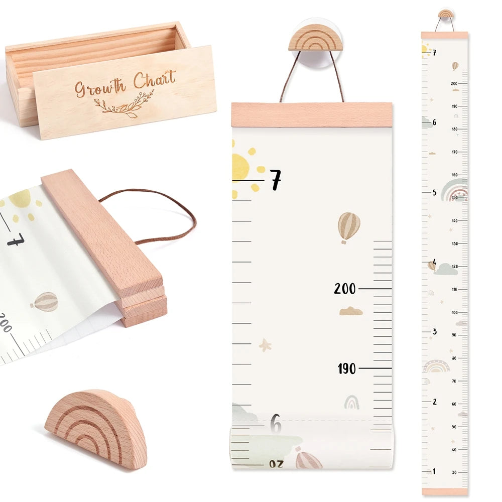 Nordic Children Height Ruler Canvas Hanging Growth Chart Kids Room Wall Decor Decorative Baby Photography Props Height Ruler