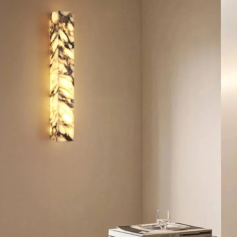 Luxury Natural Marble Wall Lamp Cuboid Style Art Decor Bedroom Wall Light LED Scones for Home Indoor Living room Corridor Stairs