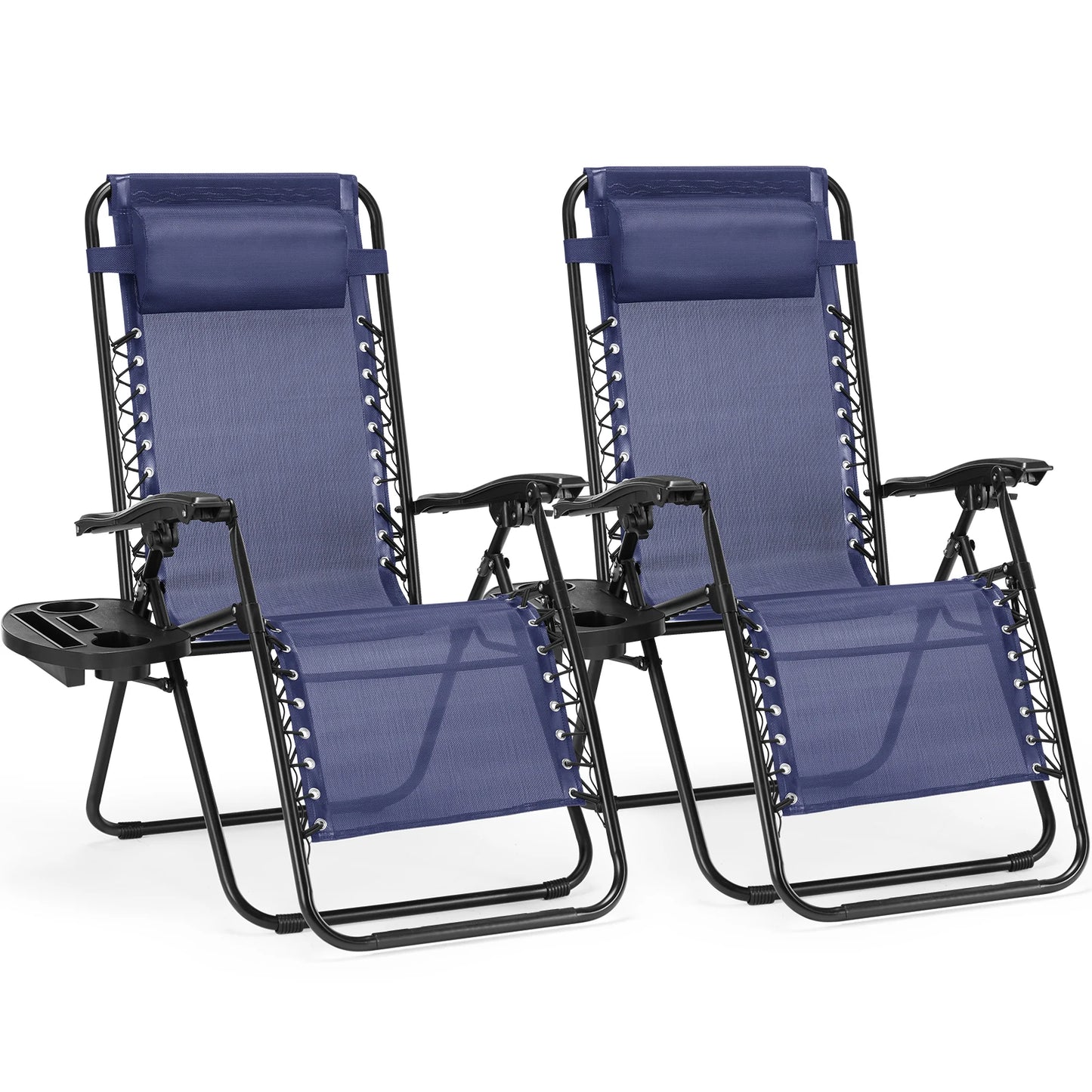 JHK Zero Gravity Two-Pack Portable Recliner Loungers With Cupholders