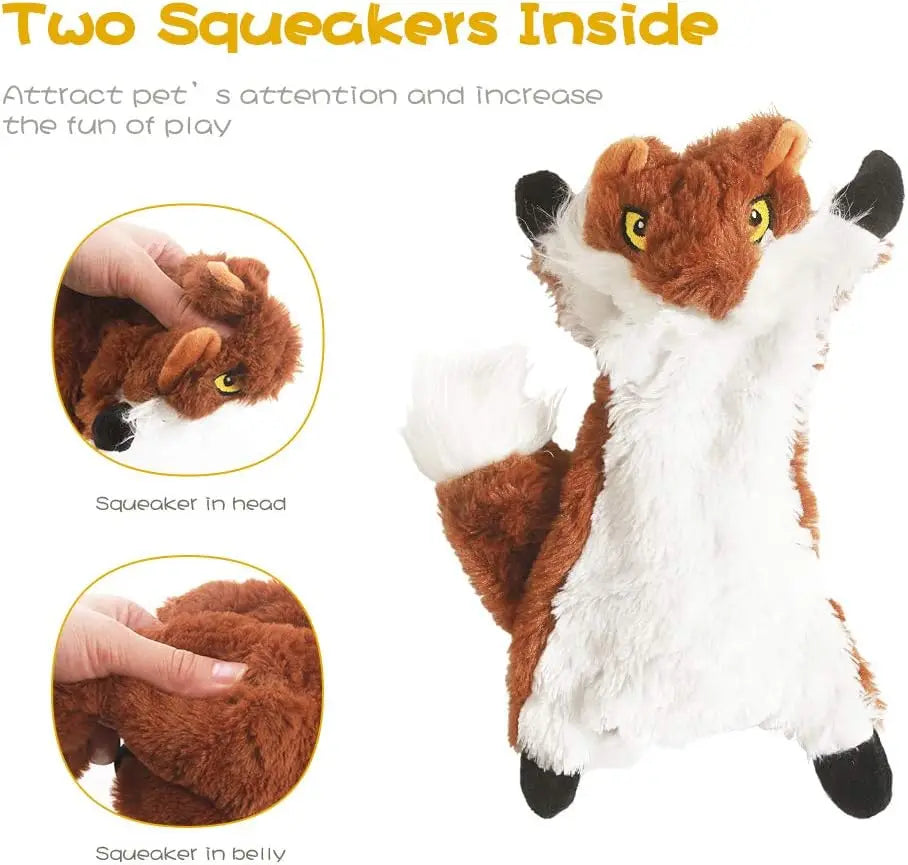 Durable Squeaky Dog Chew Toys for All Breeds, No Stuffing Plush Bundle for Teething and Play