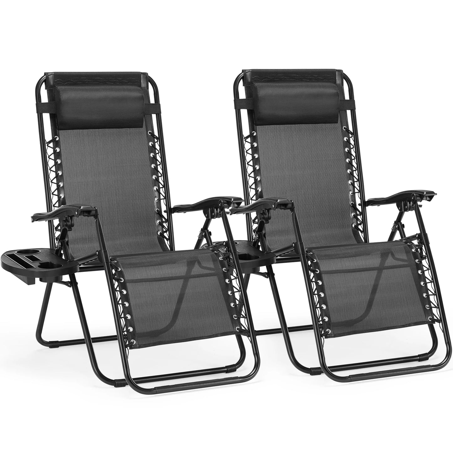 JHK Zero Gravity Two-Pack Portable Recliner Loungers With Cupholders