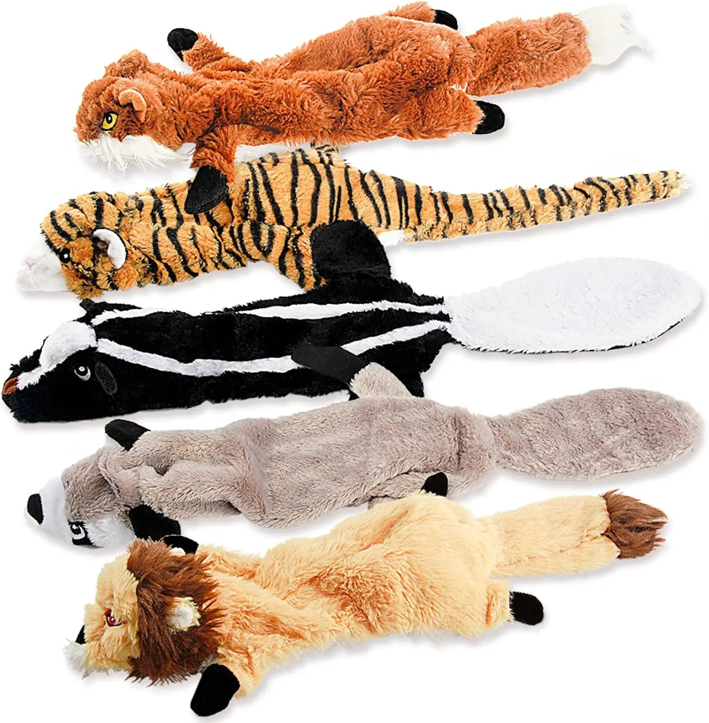 Durable Squeaky Dog Chew Toys for All Breeds, No Stuffing Plush Bundle for Teething and Play