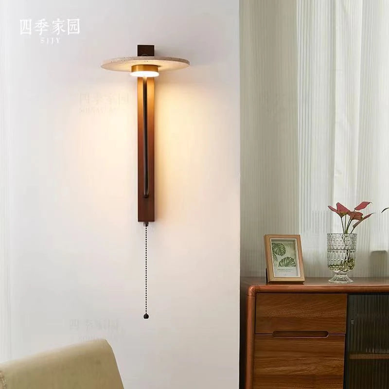 Zen Style Yellow Cave Stone Wall Lamp For Vintage Bedroom Bedside Lamp In Cream Style Designer Living Room Background Wall Lamp