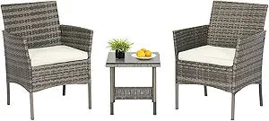 Patio Furniture Sets 5 Pieces Outdoor Wicker Conversation Set Sectional Sofa Rattan Chair for Outdoor Backyard Porch Poolside B