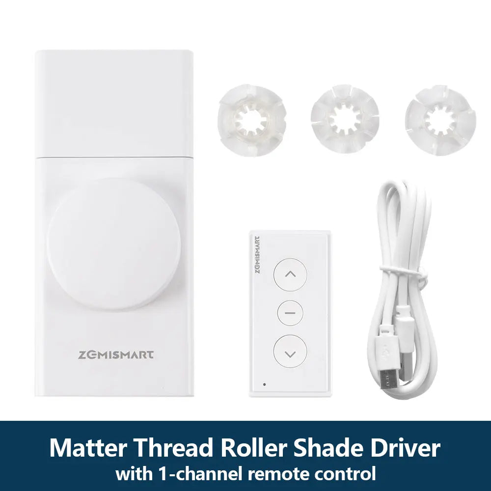 Zemismart Matter Thread Smart Roller Shade Driver Built-In Battery HomeKit