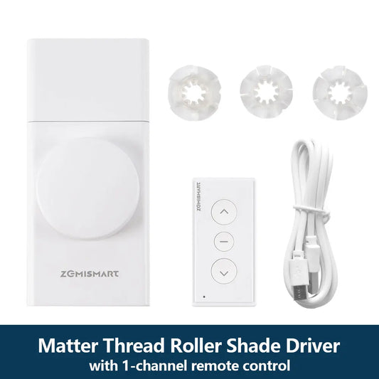 Zemismart Matter Thread Smart Roller Shade Driver Built-In Battery HomeKit