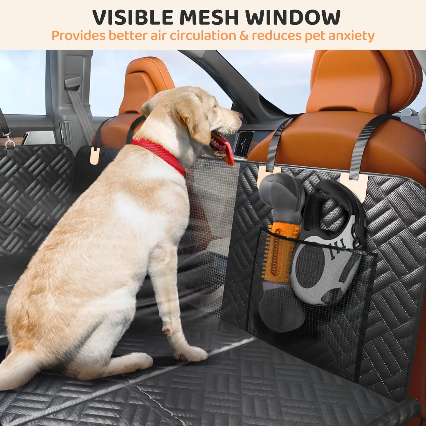 NONECN Car Rear Seat Dog Hammock Cover With Extender