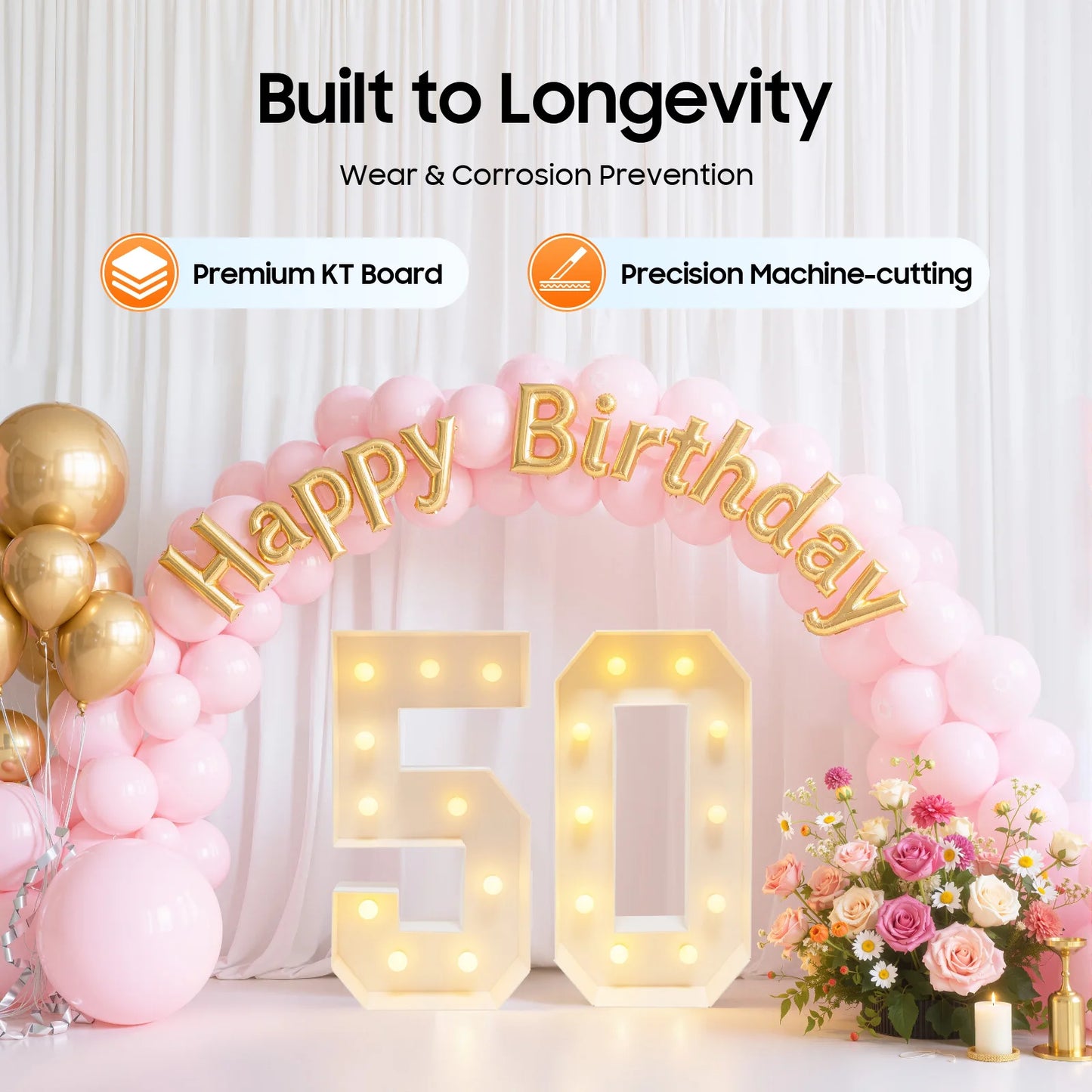 50 Light Up Numbers, Luminous Stereoscopic Number Frame 50th Birthday Party Decoration for Birthday Decorations
