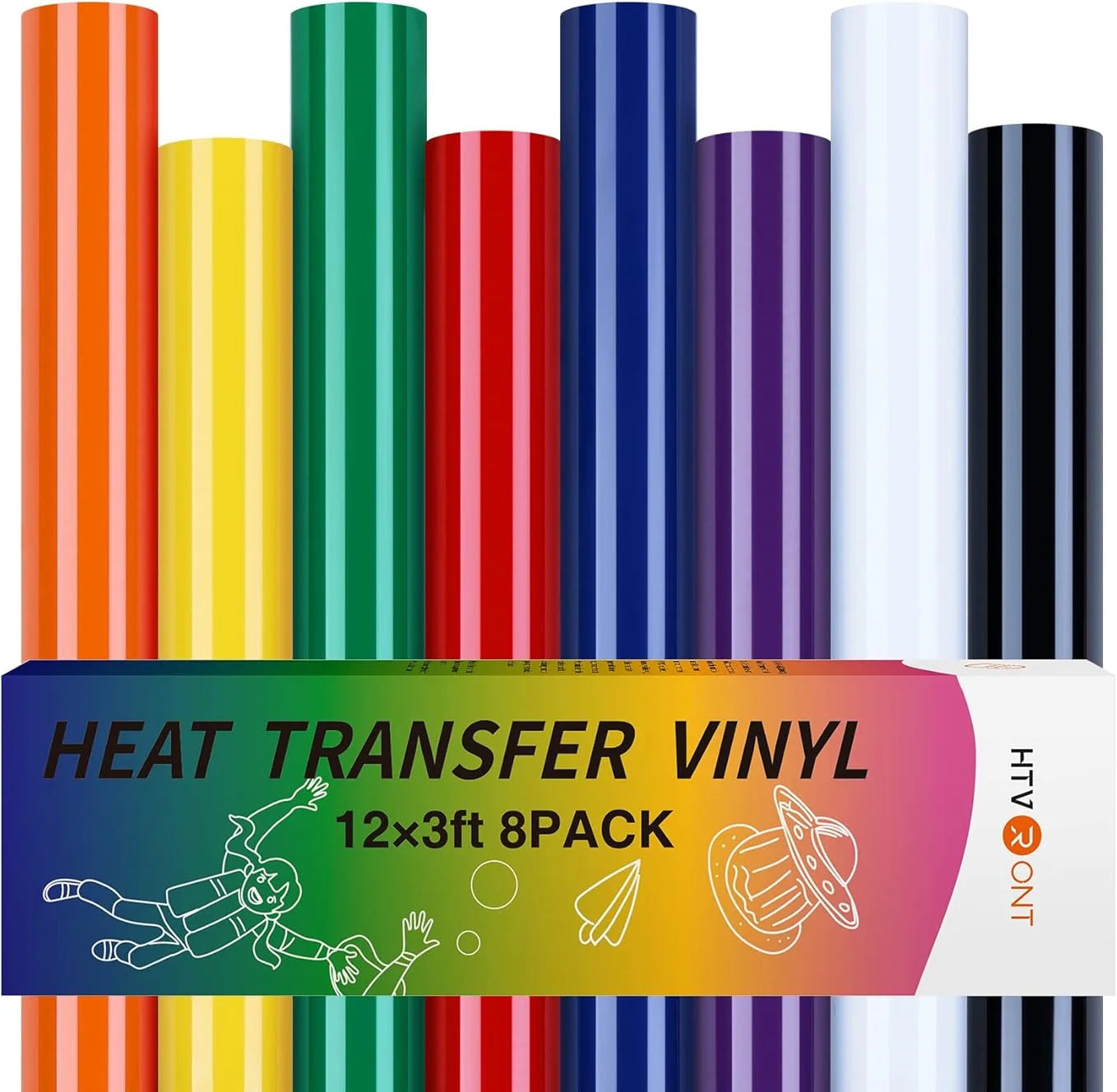 HTVRONT 12 in x 3 FT HTV Heat Transfer Vinyl Iron on Vinyl Easy to Use Heat Transfer Vinyl for T Shirts, HTV Vinyl Bundle