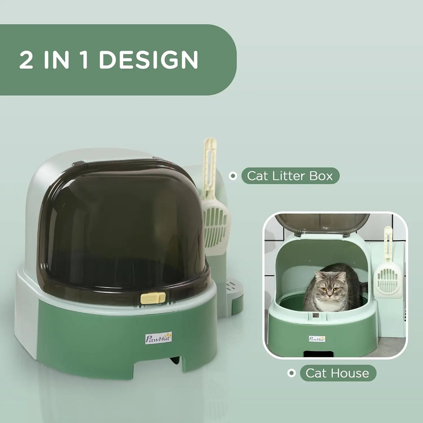 Cat Litter Box with Lid, Covered Litter Box, Easy to Clean & Open Including Openable Front Cover, Litter Scoop,, Customized