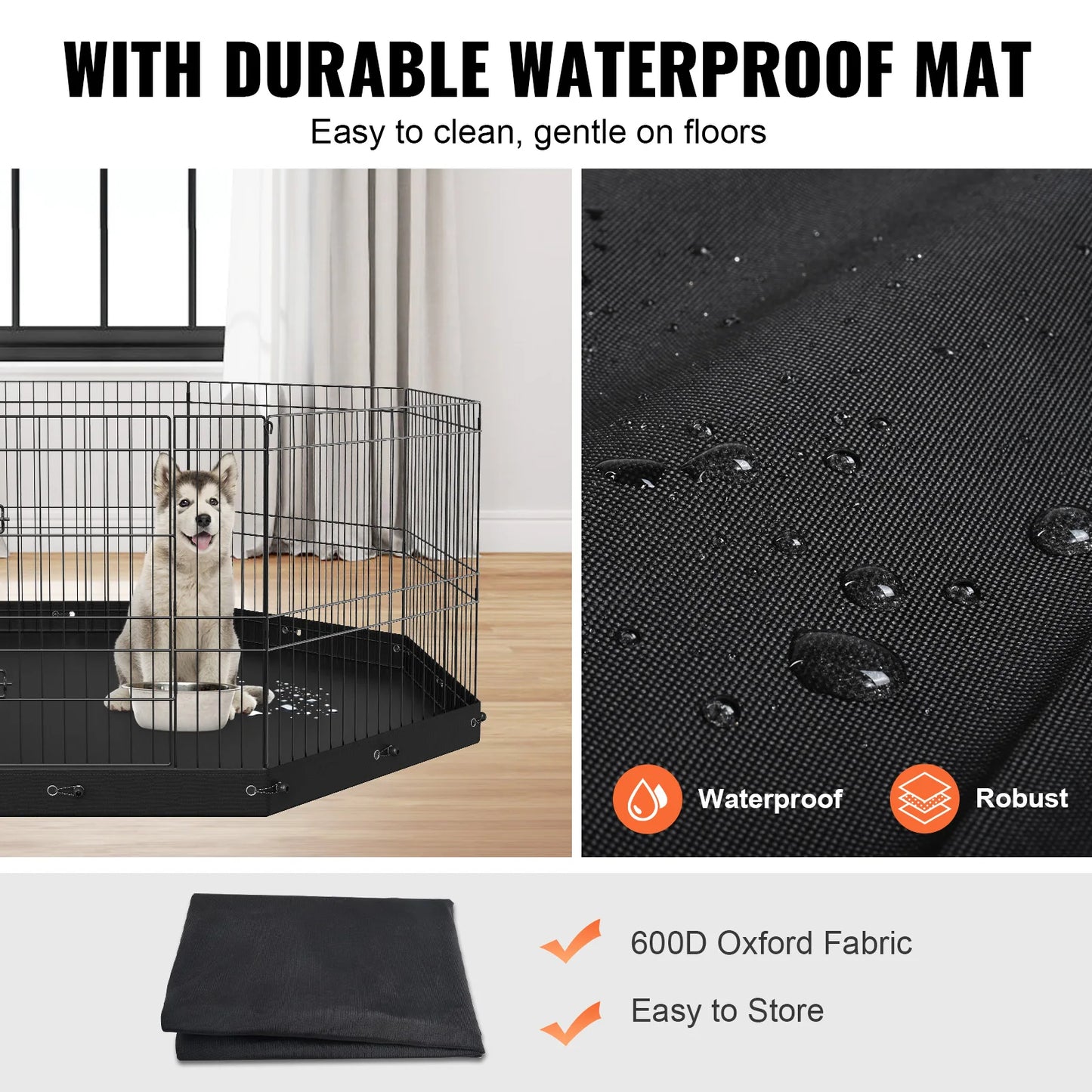 NONED 8-Panel Foldable Metal Dog Playpen With Pad Cover
