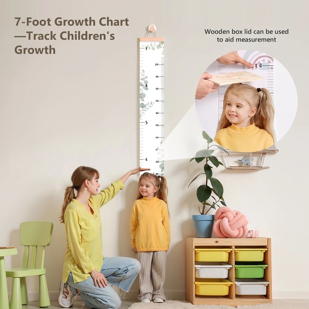 Nordic Children Height Ruler Canvas Hanging Growth Chart Kids Room Wall Decor Decorative Baby Photography Props Height Ruler
