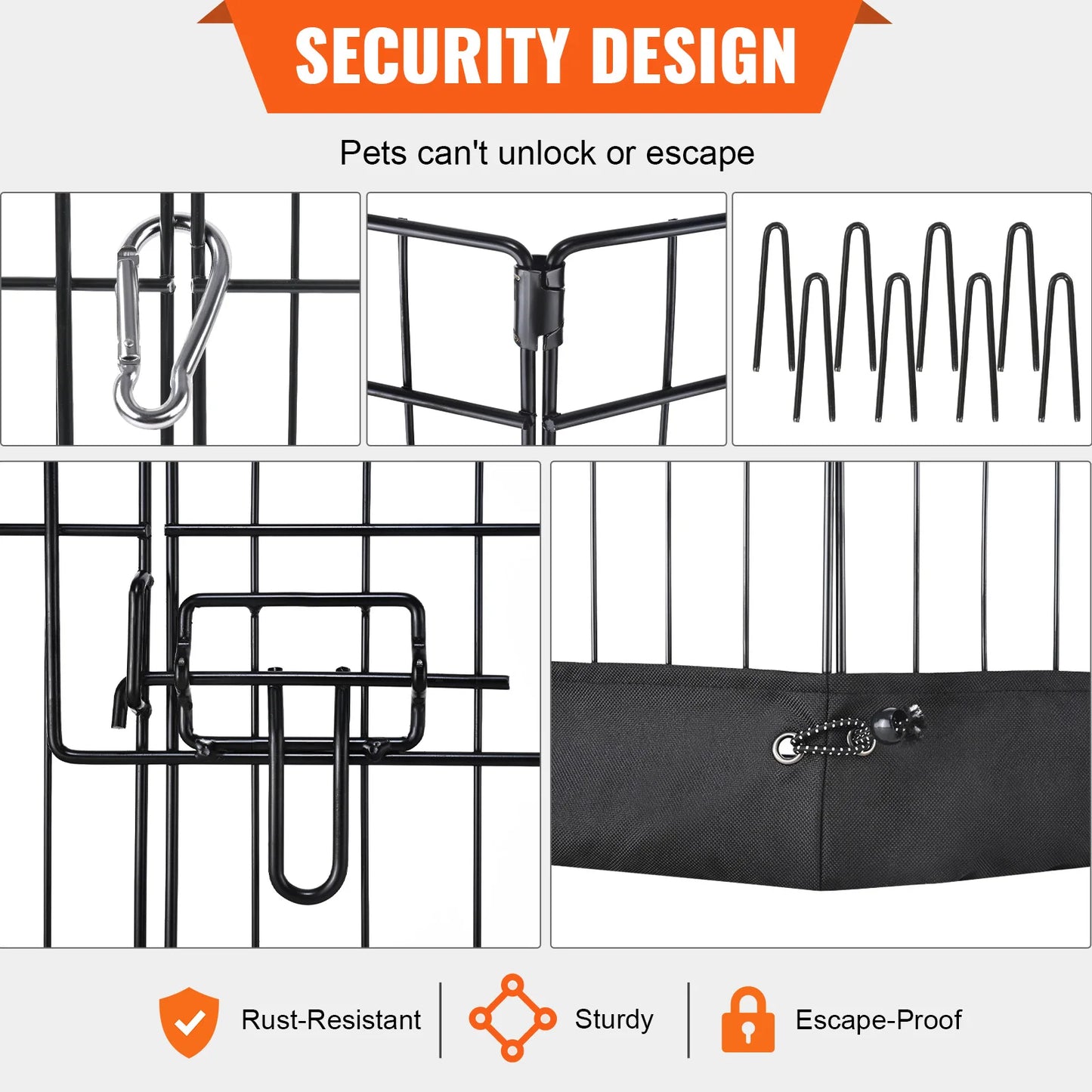 NONED 8-Panel Foldable Metal Dog Playpen With Pad Cover