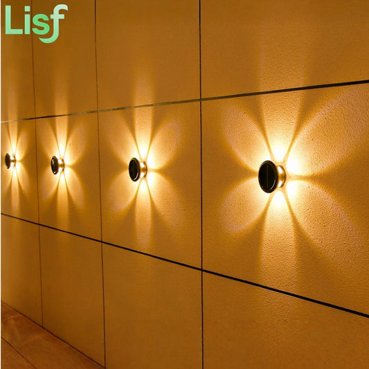 Solar Wall Lights 6 LED Solar Fence Lights Flower Projector Outdoor Waterproof Solar Deck Lights Outdoor Atmosphere Lighting