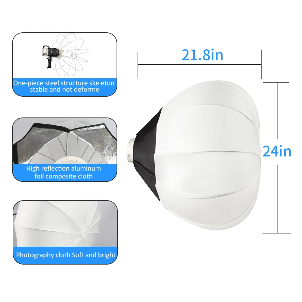 115W Lighting 65cm Globe Lantern Softbox Bowens Mounting Quick Ball Diffuser Soft Light Modifier for Film-Making Video  Flash
