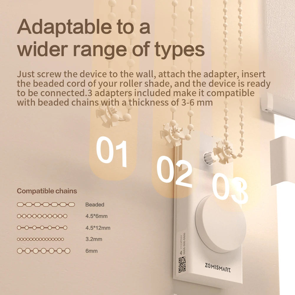 Zemismart Matter Thread Smart Roller Shade Driver Built-In Battery HomeKit