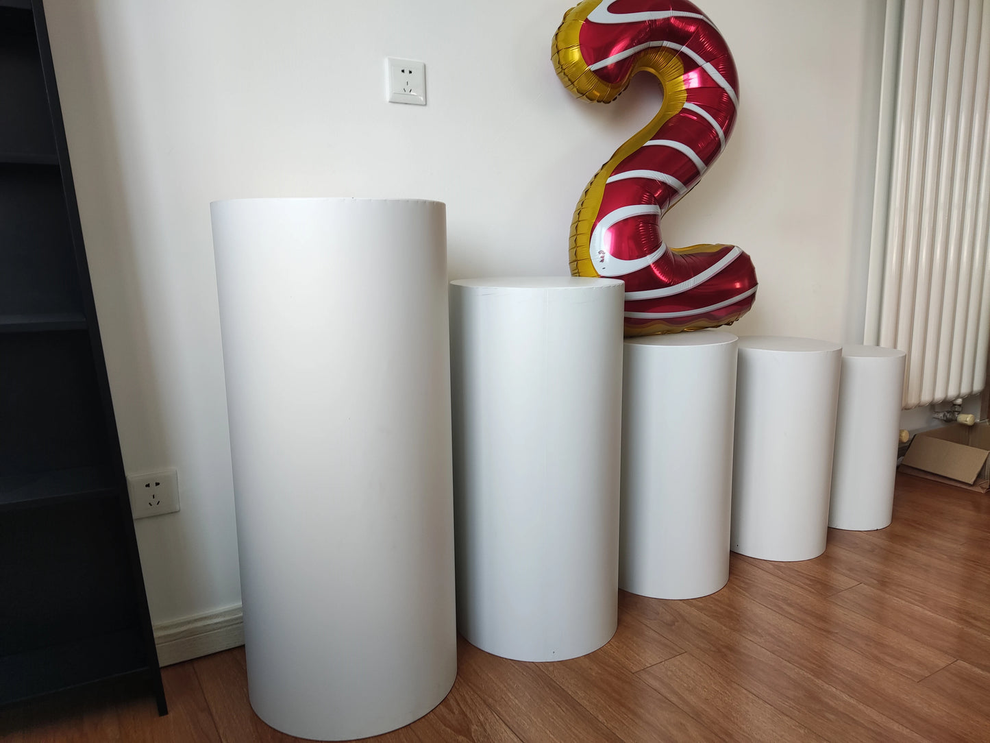 US Delivery 3/5pcs White Cylinder Table Pedestal Stand Decor Cake Plinths Pillars Backdrop for Party Wedding Decorations Holiday