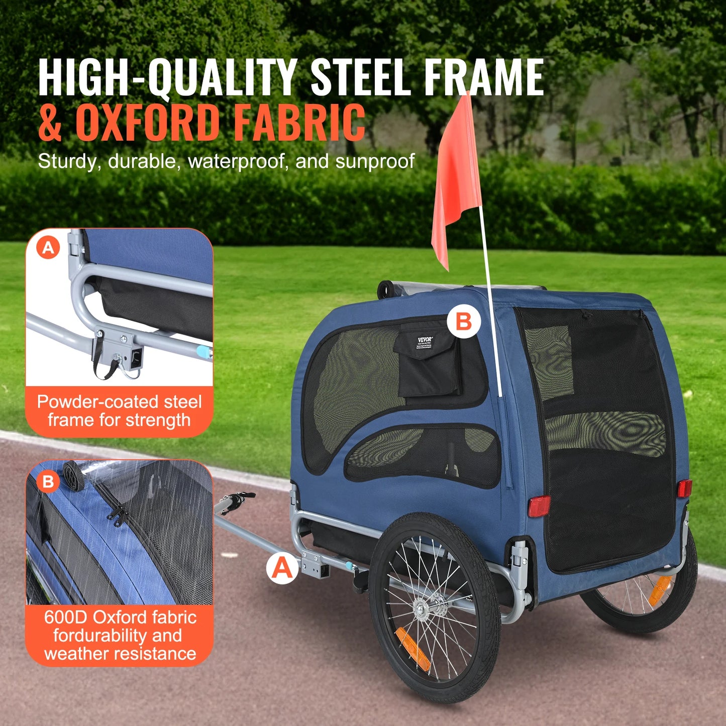 Pet Bicycle Carrier Dog Trailer With Collapsible Design