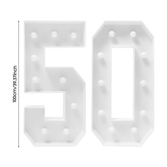50 Light Up Numbers, Luminous Stereoscopic Number Frame 50th Birthday Party Decoration for Birthday Decorations