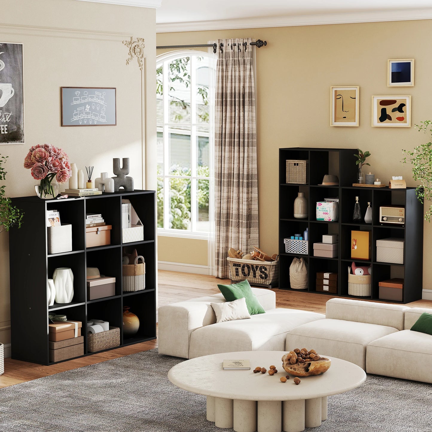 JHK 9 Cube Storage Organizer Wooden Bookcase For Living Room