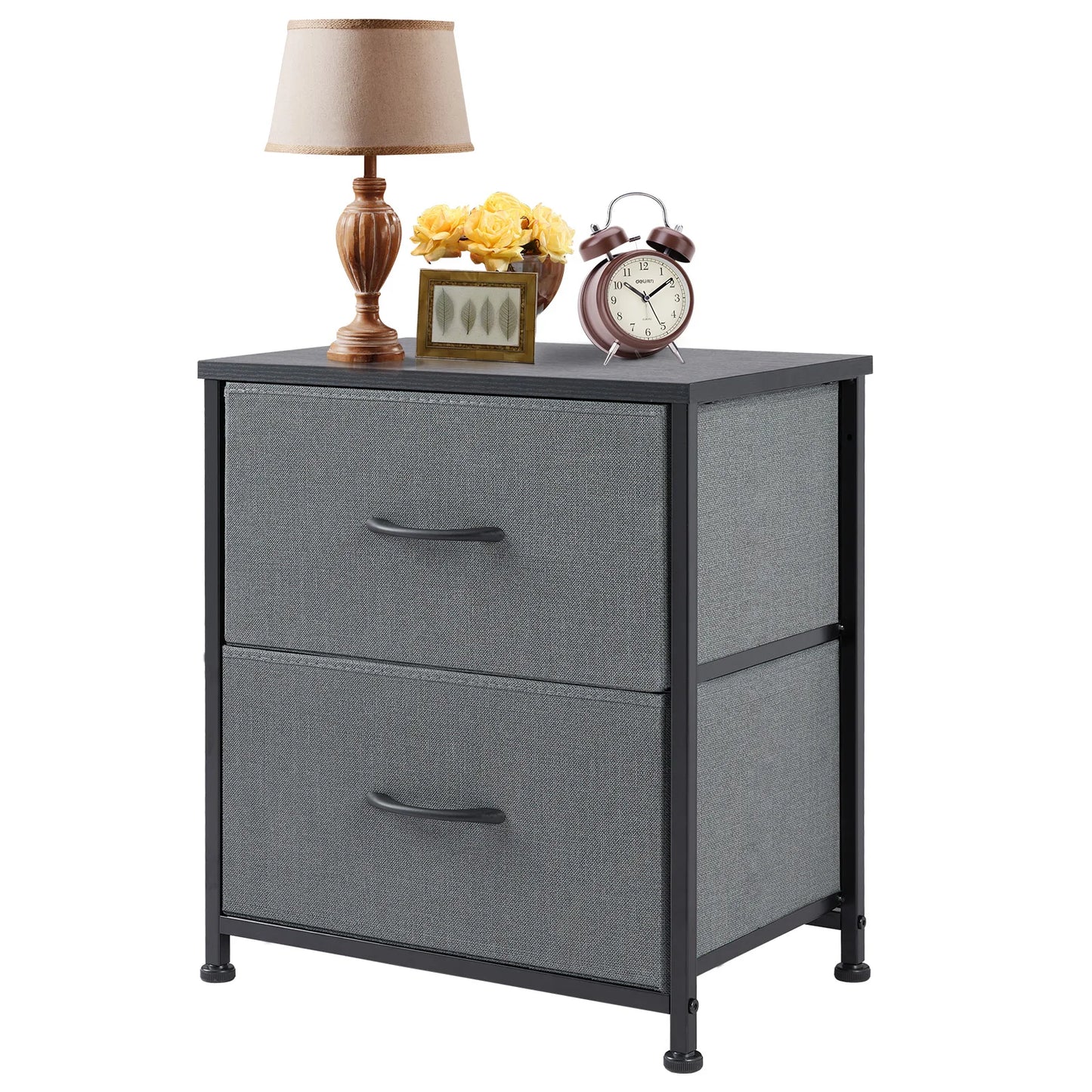 JHK Nightstand Bedside Table With Two Drawers Storage For Bedroom