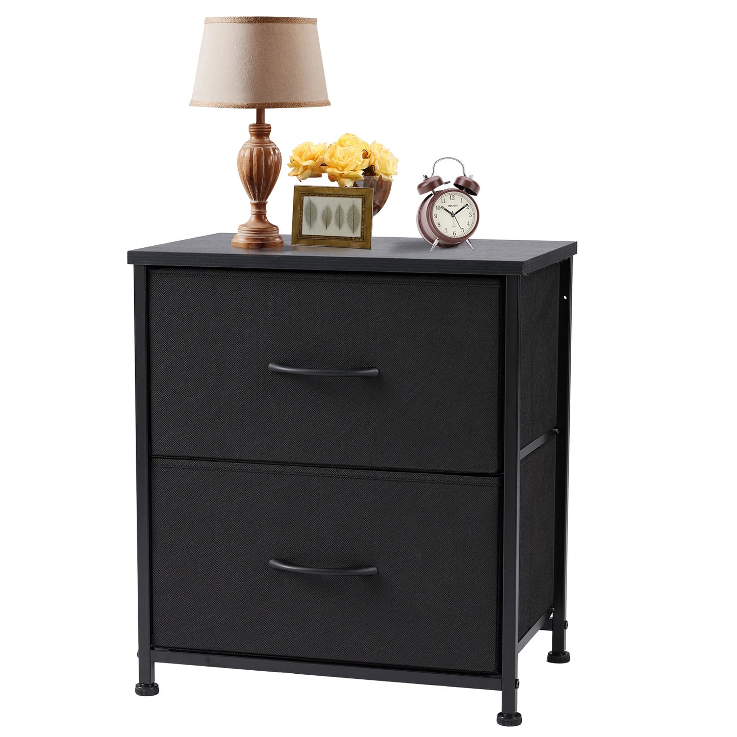 JHK Nightstand Bedside Table With Two Drawers Storage For Bedroom