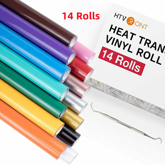 HTVRONT 12 in x 3 FT HTV Heat Transfer Vinyl Iron on Vinyl Easy to Use Heat Transfer Vinyl for T Shirts, HTV Vinyl Bundle