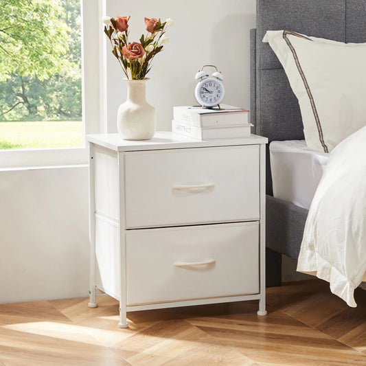 JHK Nightstand Bedside Table With Two Drawers Storage For Bedroom
