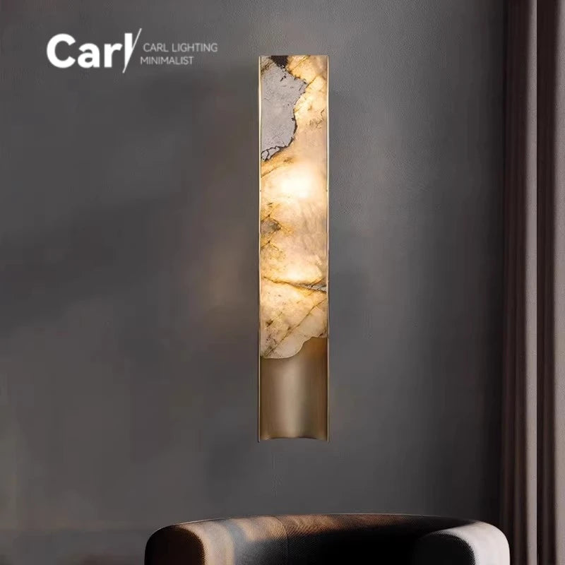 Nordic Luxury Designer Wall Lamp New Chinese Minimalist Exhibition Hall Background Wall Living Room Headboard Marble Lamp