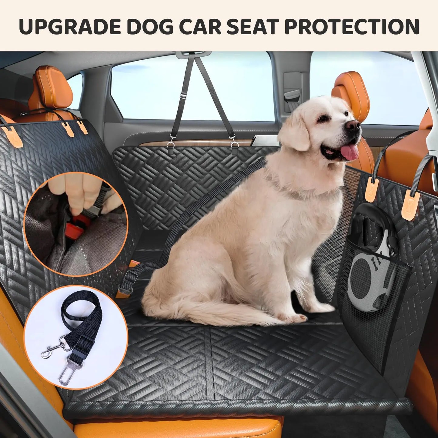NONECN Car Rear Seat Dog Hammock Cover With Extender