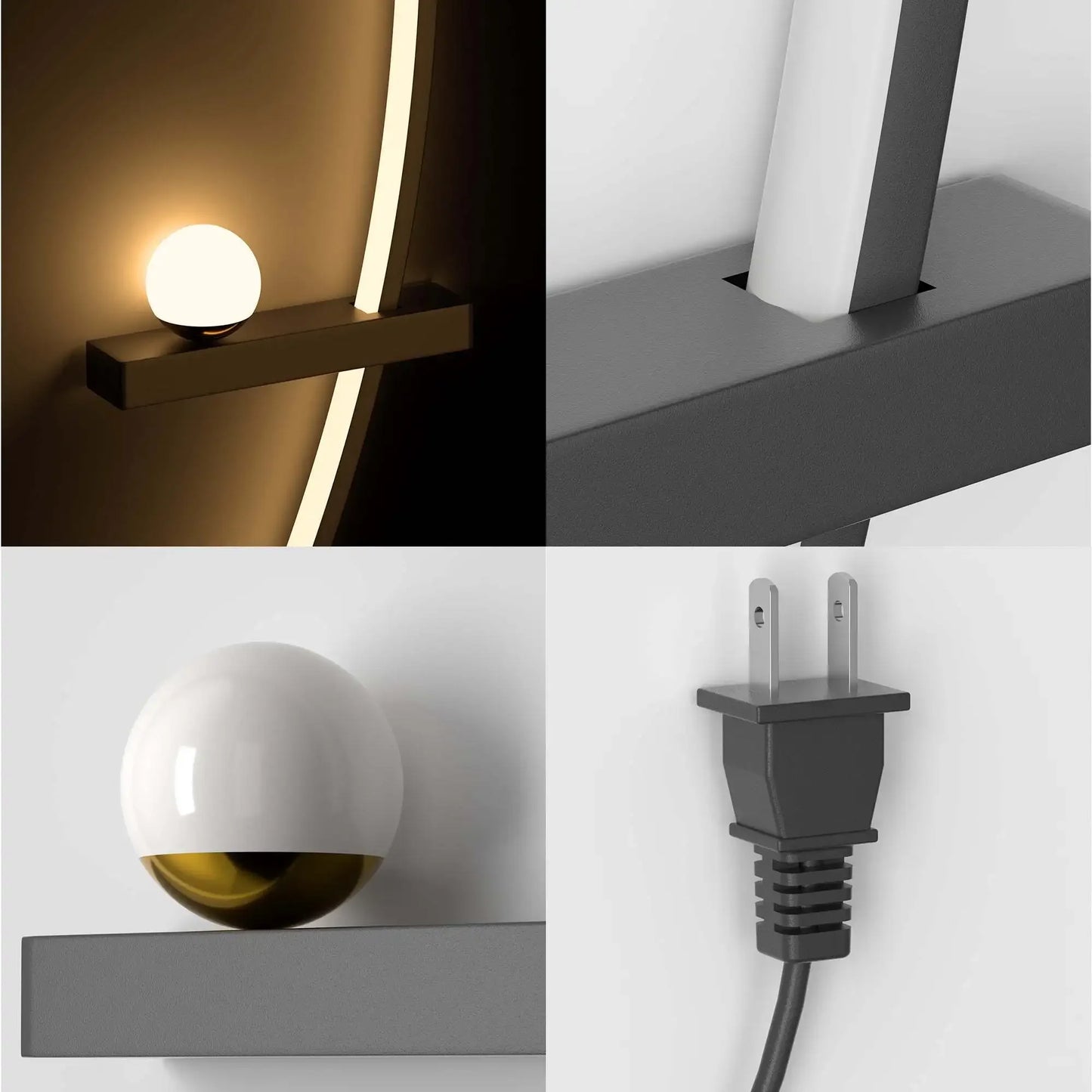 2pcs Modern Adjustable LED Wall Sconce, 31.5" Arched Metal Bedside Lamp, 3000K Warm Glow, Indoor Use for Bedroom