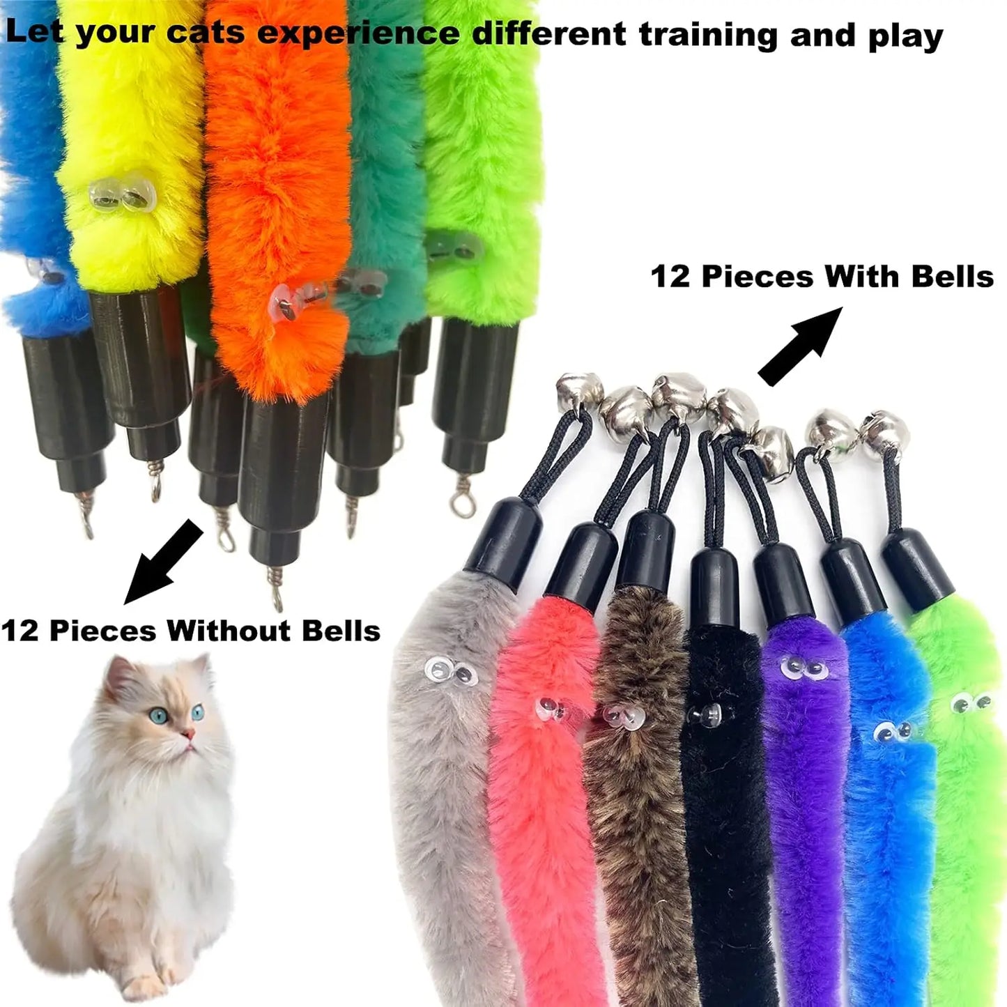 Cat Worm Toy Refills 24 Pieces Interactive Wand Attachments