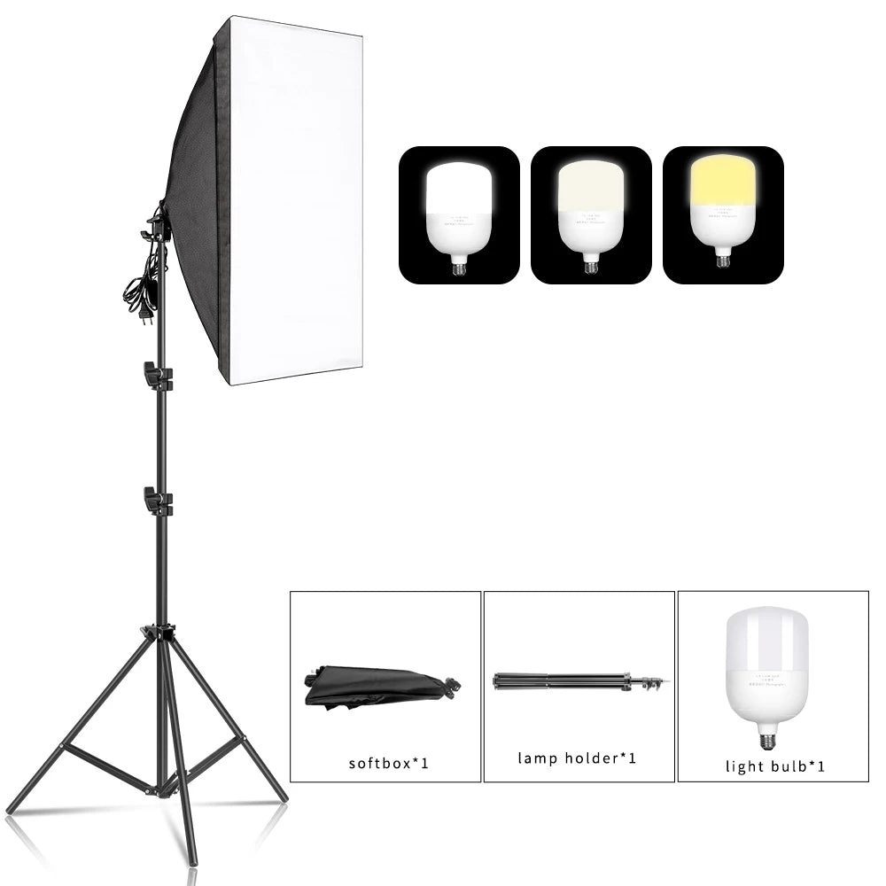 SH 50x70CM Photography Softbox Lighting Kits Professional Continuous Light System Equipment For Photo Studio