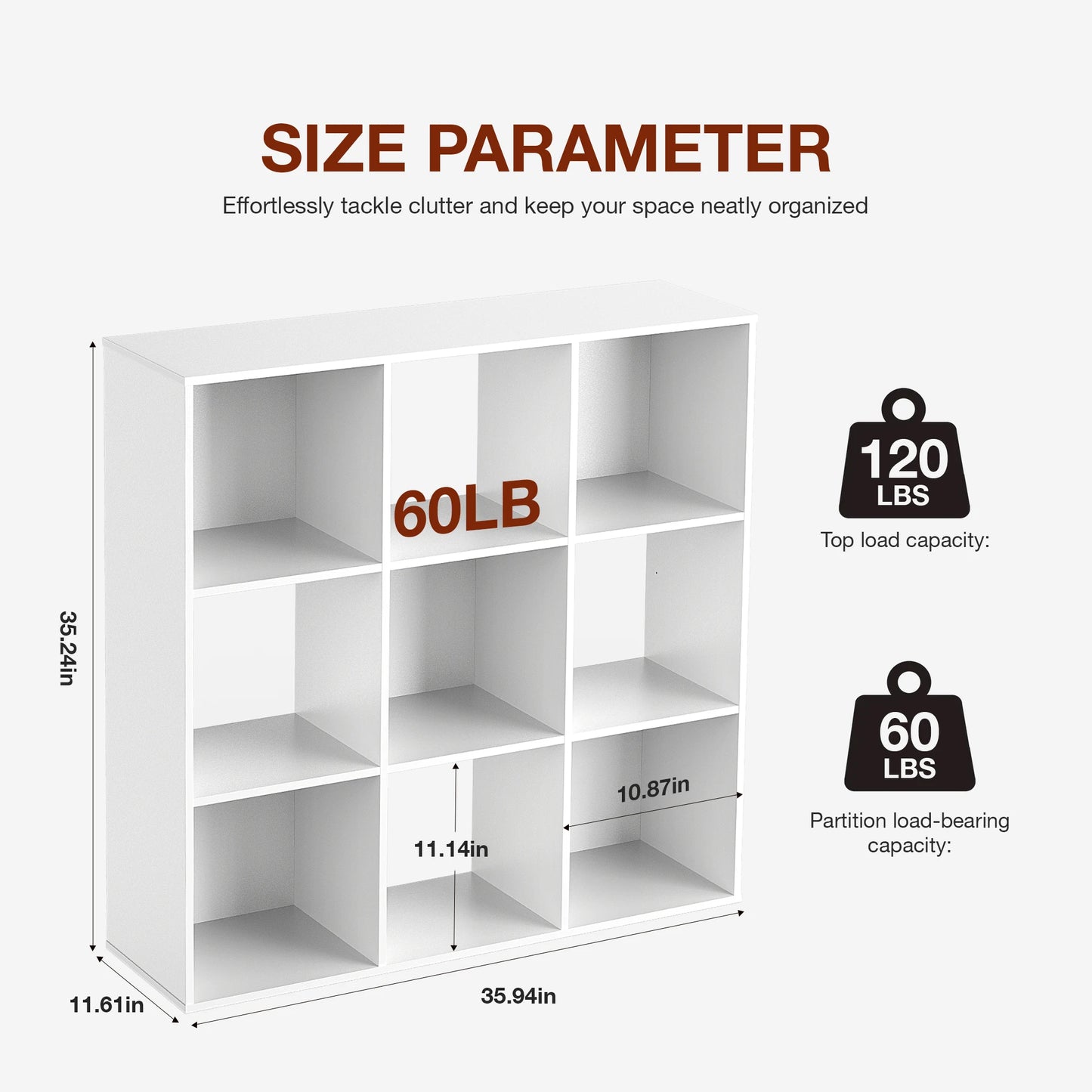 JHK 9 Cube Storage Organizer Wooden Bookcase For Living Room