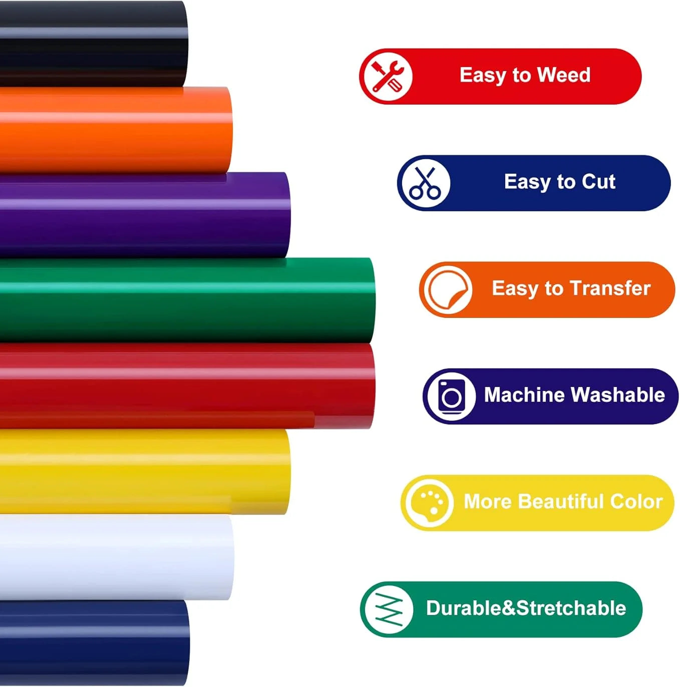 HTVRONT 12 in x 3 FT HTV Heat Transfer Vinyl Iron on Vinyl Easy to Use Heat Transfer Vinyl for T Shirts, HTV Vinyl Bundle