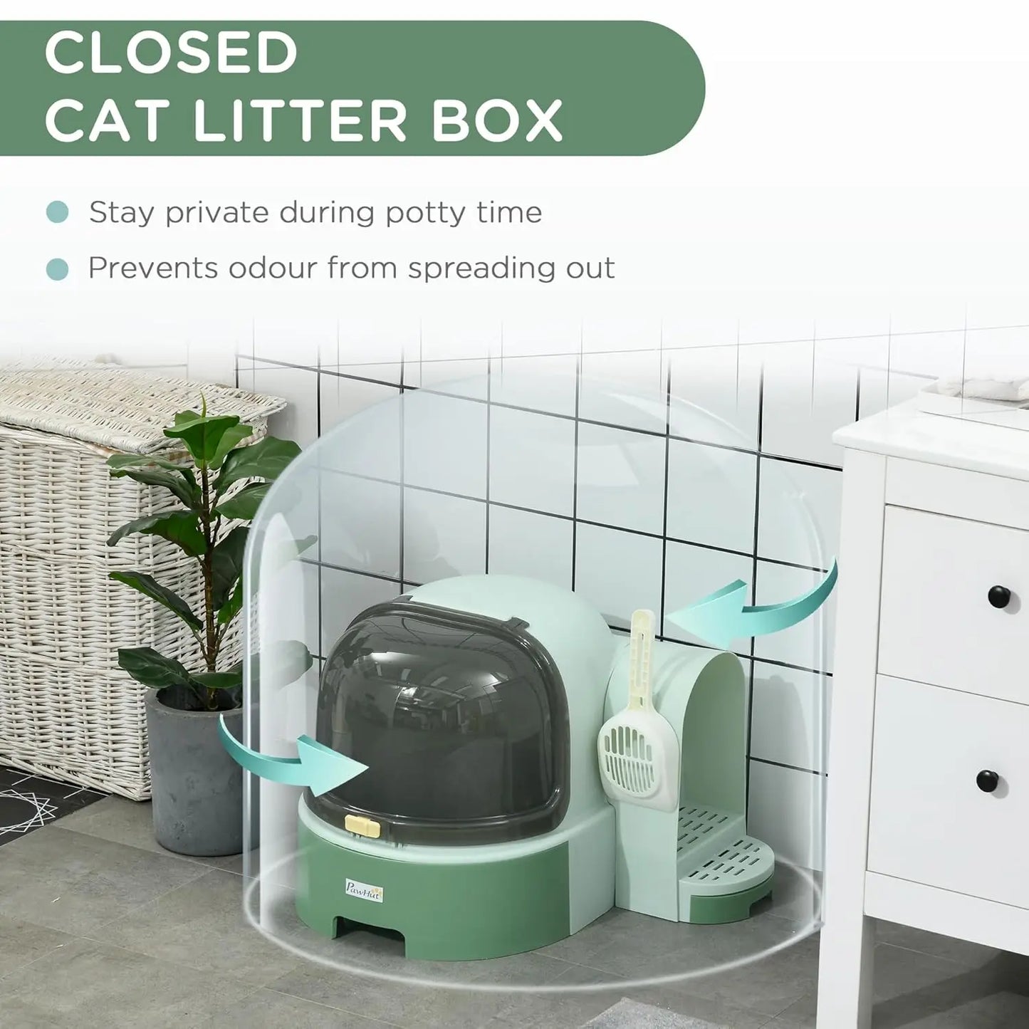 Cat Litter Box with Lid, Covered Litter Box, Easy to Clean & Open Including Openable Front Cover, Litter Scoop,, Customized