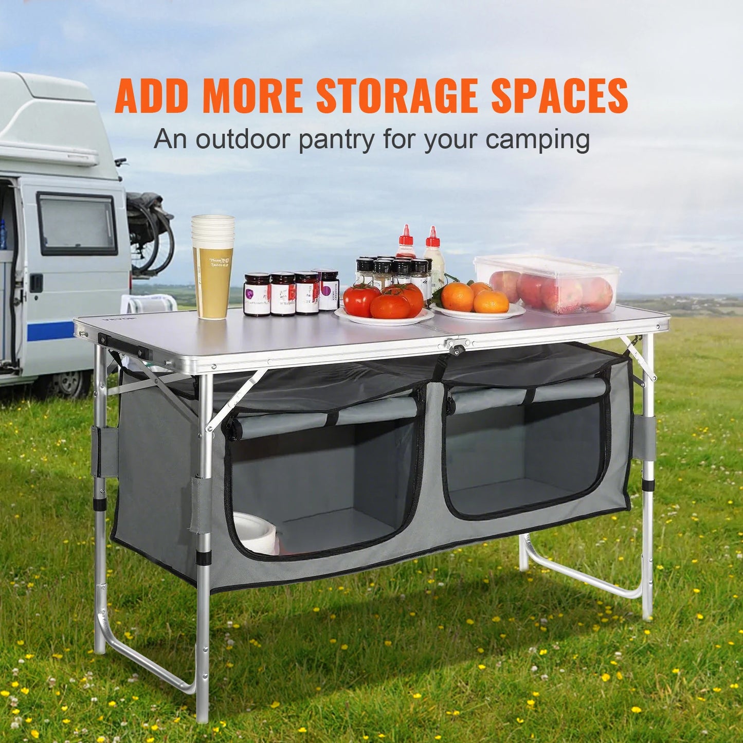 VEVOR Portable Camping Kitchen Table Folding Outdoor Table For Picnics