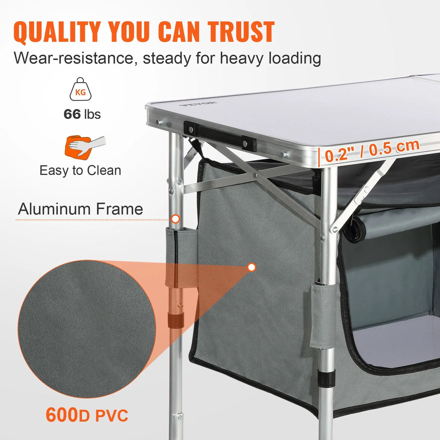 VEVOR Portable Camping Kitchen Table Folding Outdoor Table For Picnics