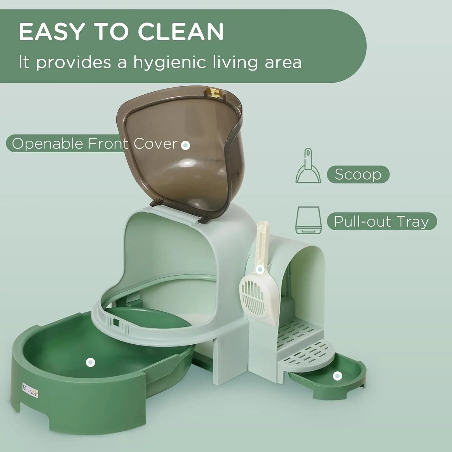 Cat Litter Box with Lid, Covered Litter Box, Easy to Clean & Open Including Openable Front Cover, Litter Scoop,, Customized