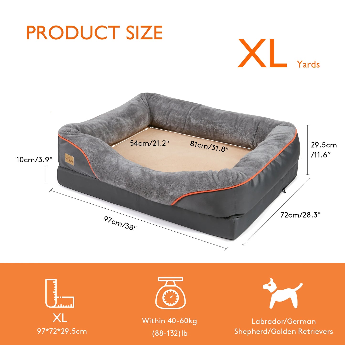 BINGOPAWCN Allergy Safe Dog Bed With Removable Washable Cover Waterproof