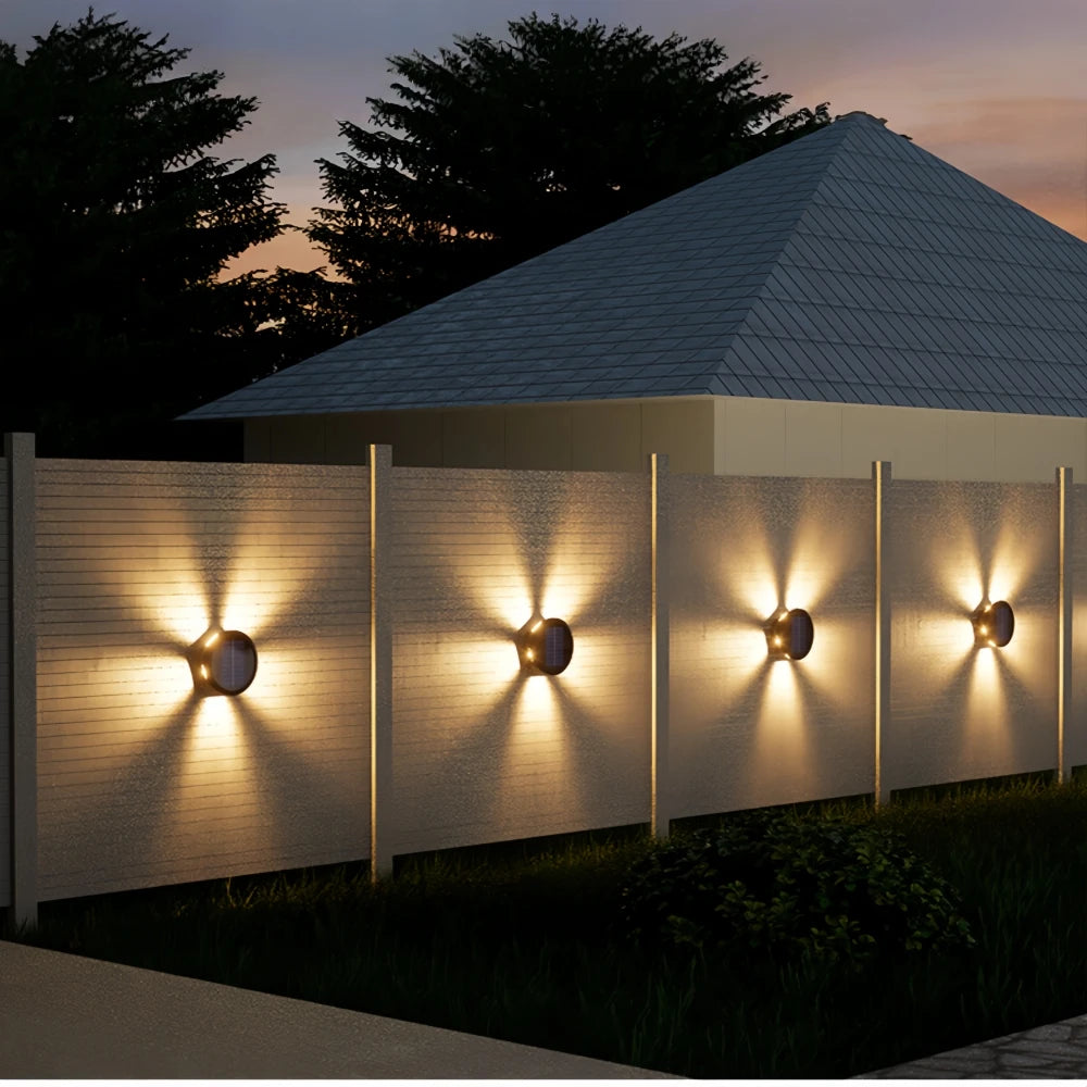Solar Wall Lights 6 LED Solar Fence Lights Flower Projector Outdoor Waterproof Solar Deck Lights Outdoor Atmosphere Lighting