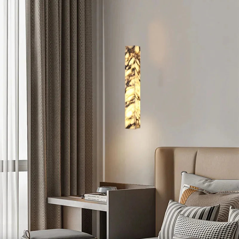 Luxury Natural Marble Wall Lamp Cuboid Style Art Decor Bedroom Wall Light LED Scones for Home Indoor Living room Corridor Stairs