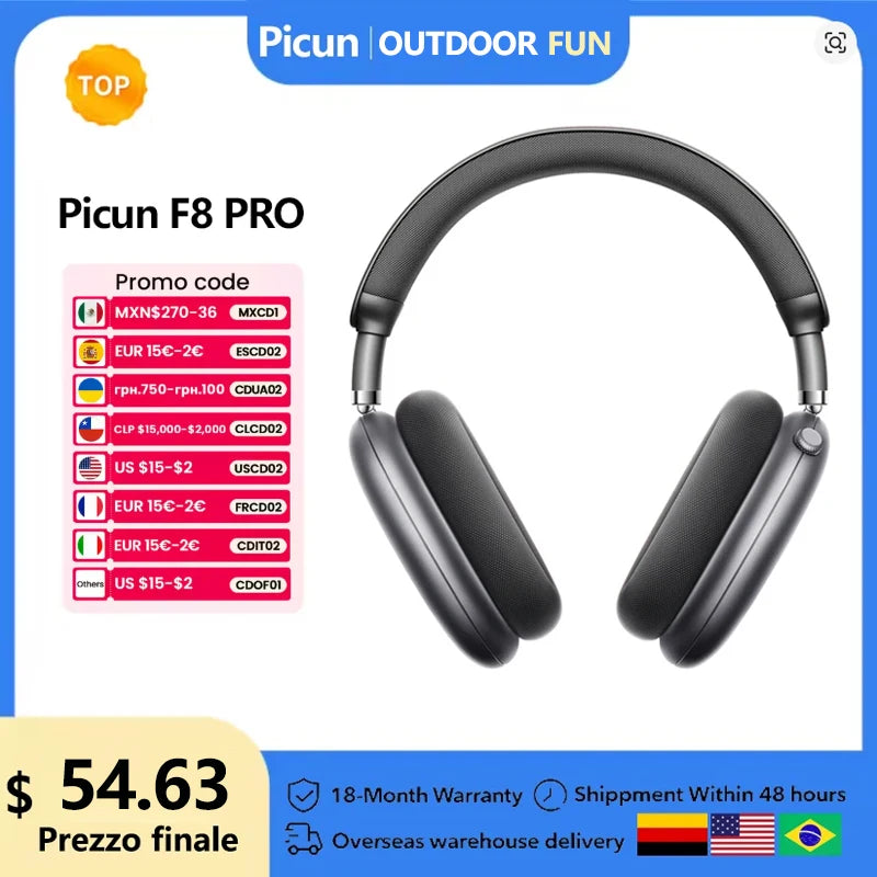 Picun F8 Pro ANC Wireless Headphones With 3D Spatial Audio